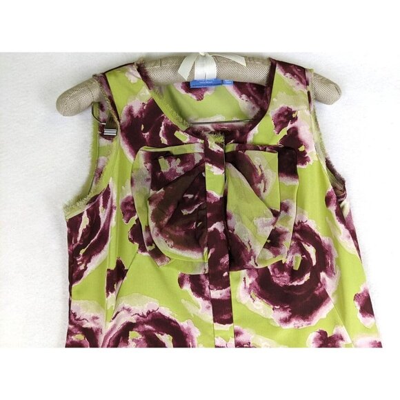 SIMPLY VERA VERA WANG - WOMEN'S GREEN PRINT DRESS BOW DETAIL - SIZE 10 - Picture 3 of 6